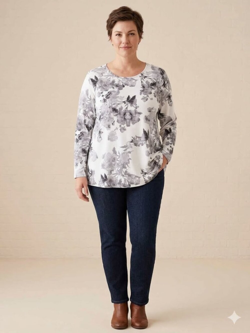 Pure Jill pima cotton shirttail tee, size XL petite